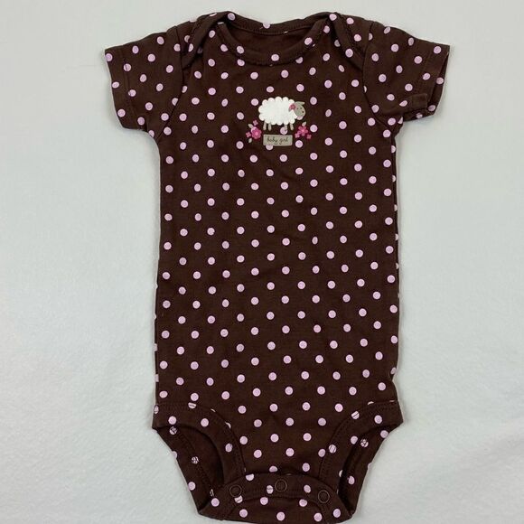 Pink and Brown Carter's snap crotch short sleeve onesie Girl 3 months bundle - Picture 2 of 13